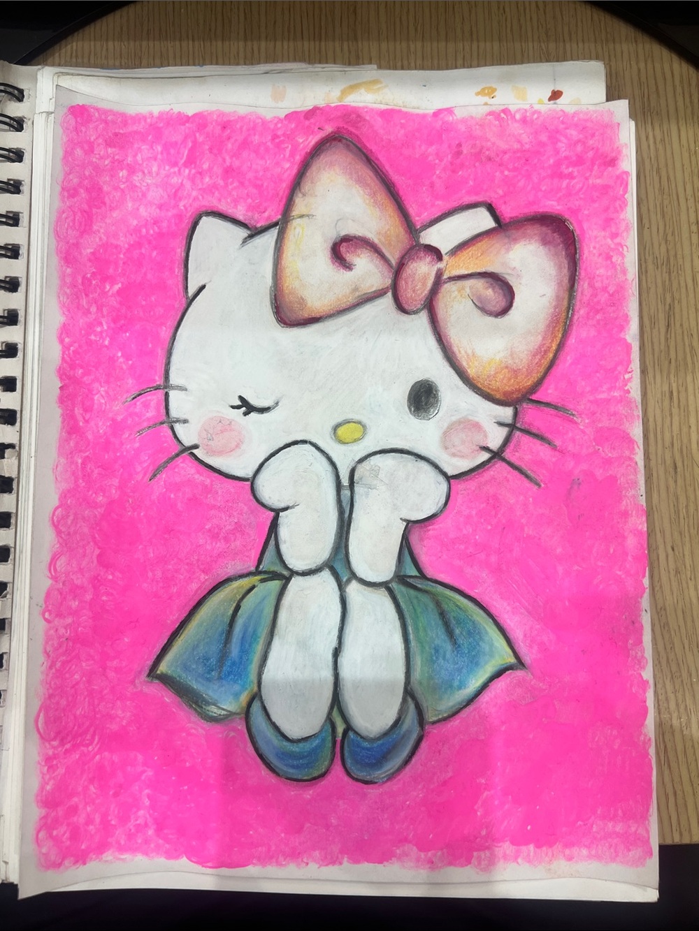 Hello Kitty Pink Bow Pastel Art Print